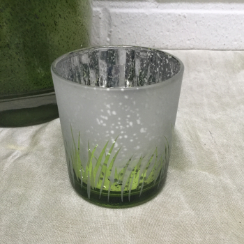Grün-Silbernes Teelichtglas